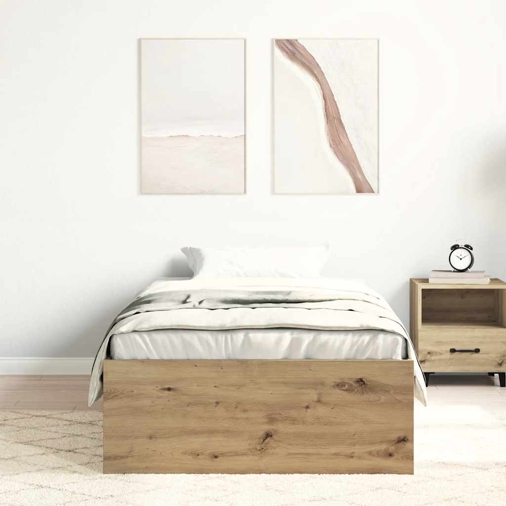 Cadre de lit sans matelas chêne artisanal 100x200 cm - XIOS