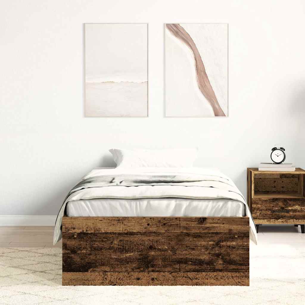 Cadre de lit sans matelas vieux bois 90x190 cm bois ingénierie - XIOS