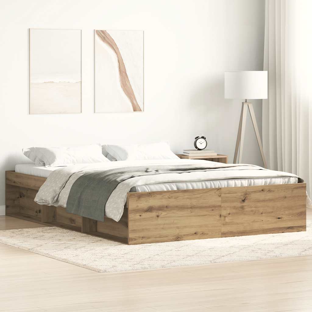 Cadre de lit sans matelas chêne artisanal 120x200 cm - XIOS