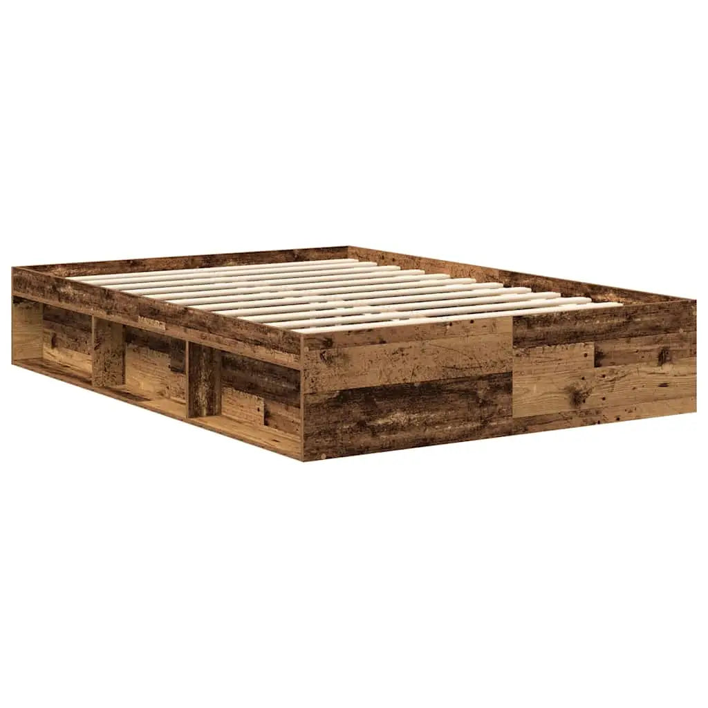 Cadre de lit sans matelas vieux bois 140x200 cm bois ingénierie - XIOS