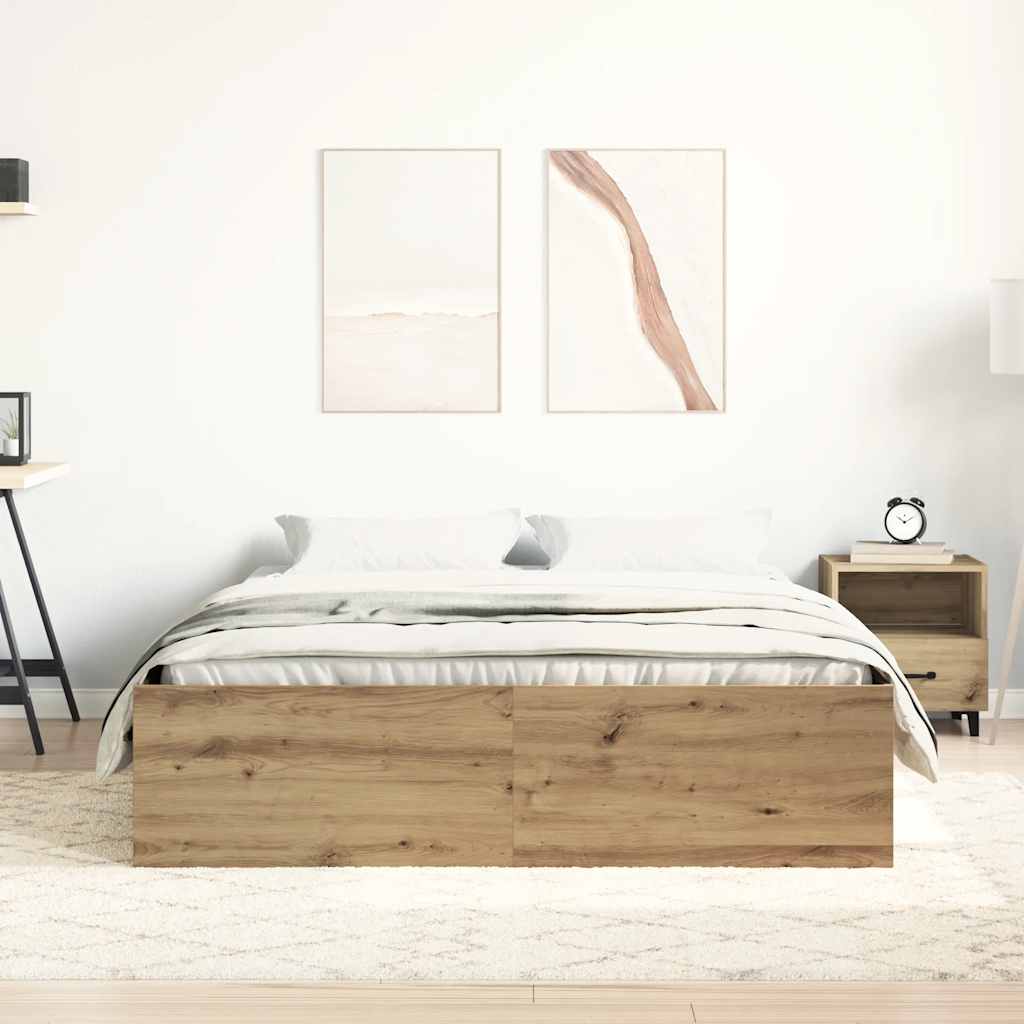 Cadre de lit sans matelas chêne artisanal 160x200 cm Lits & cadres de lit vidaXL