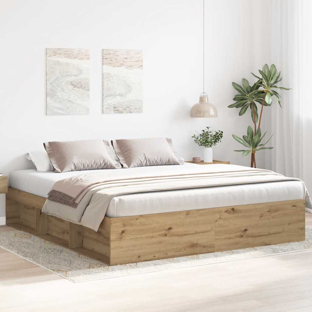 Cadre de lit sans matelas chêne artisanal 180x200 cm - XIOS
