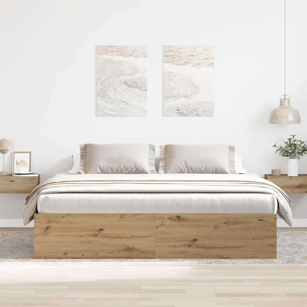 Cadre de lit sans matelas chêne artisanal 180x200 cm - XIOS