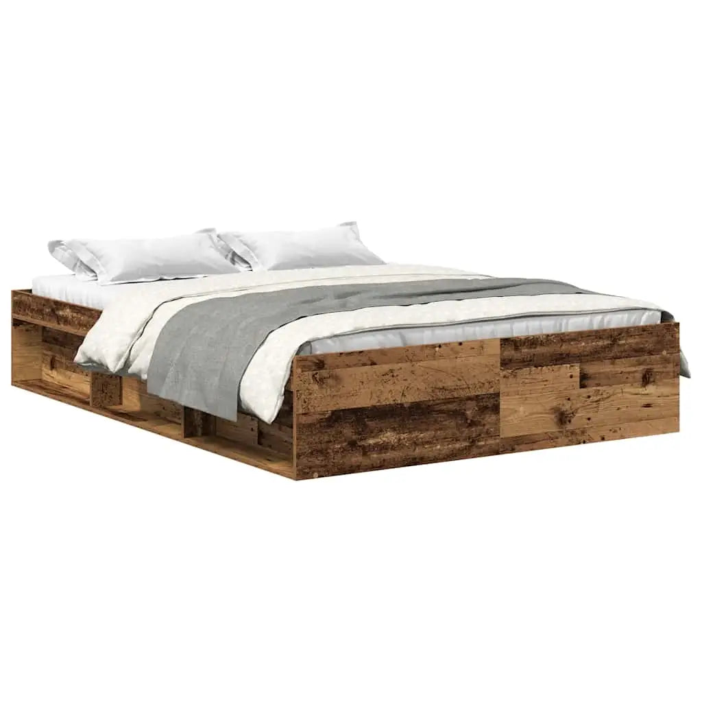 Cadre de lit sans matelas vieux bois 140x190 cm bois ingénierie - XIOS