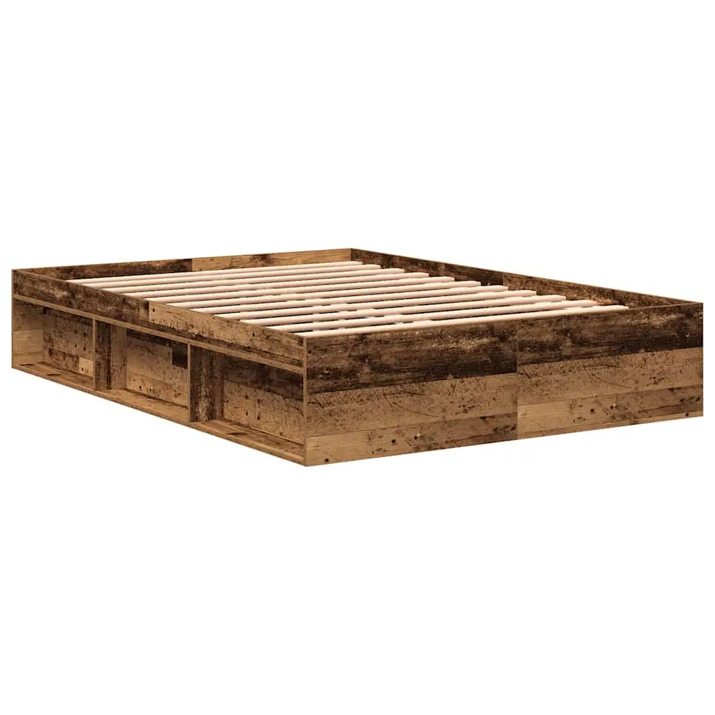 Cadre de lit sans matelas vieux bois 140x190 cm bois ingénierie - XIOS