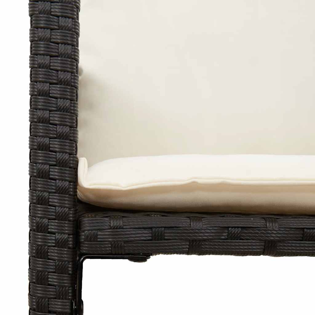Ensemble de bar de jardin 5 pcs avec coussins noir poly rotin