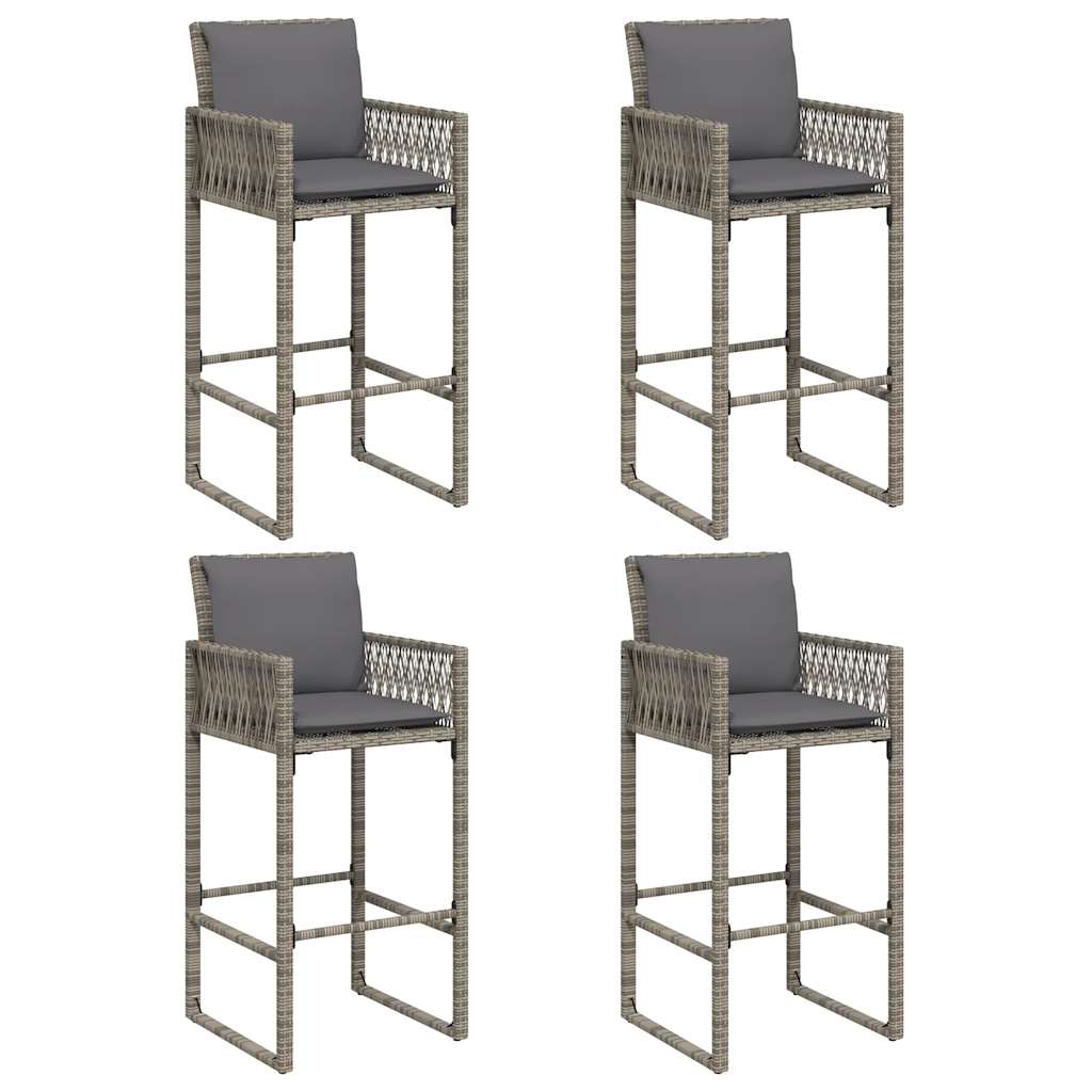 Ensemble de bar de jardin 5 pcs avec coussins gris poly rotin