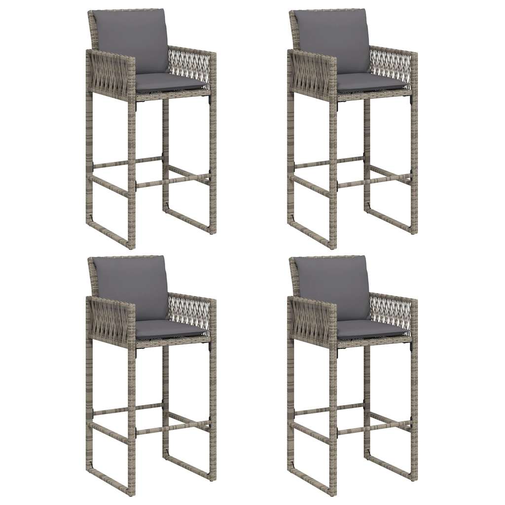 Ensemble de bar de jardin 5 pcs avec coussins gris poly rotin Salons de jardin vidaXL