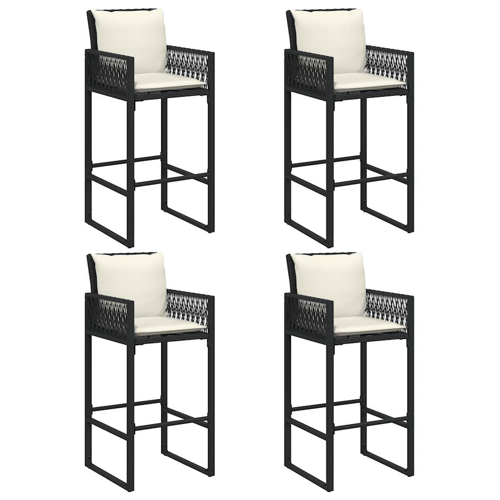 Ensemble de bar de jardin 5 pcs avec coussins noir poly rotin