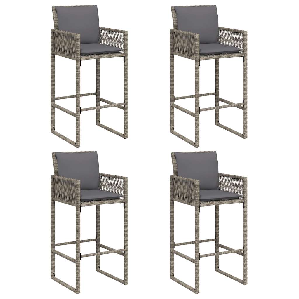 Ensemble de bar de jardin 5 pcs avec coussins gris poly rotin Salons de jardin vidaXL