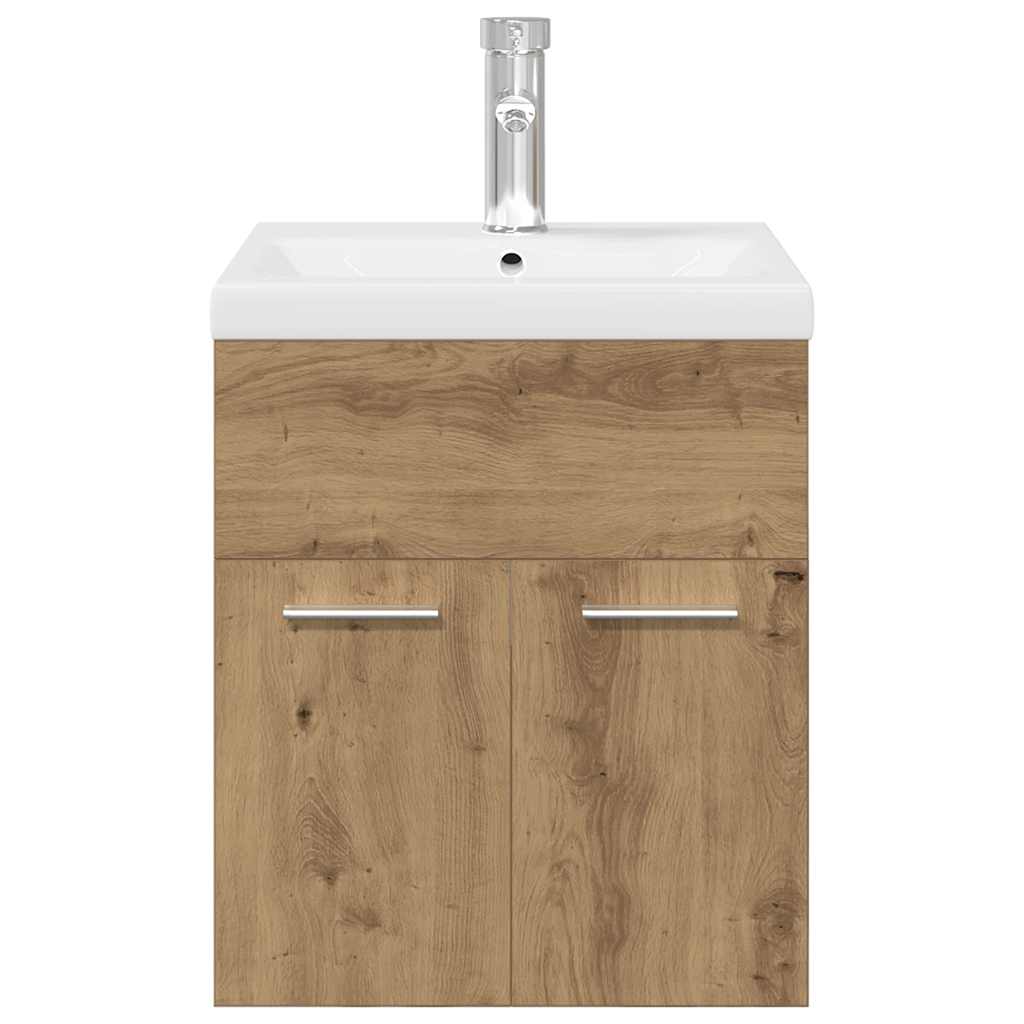 Meuble lavabo avec bassin et robinet intégrés chêne artisanal