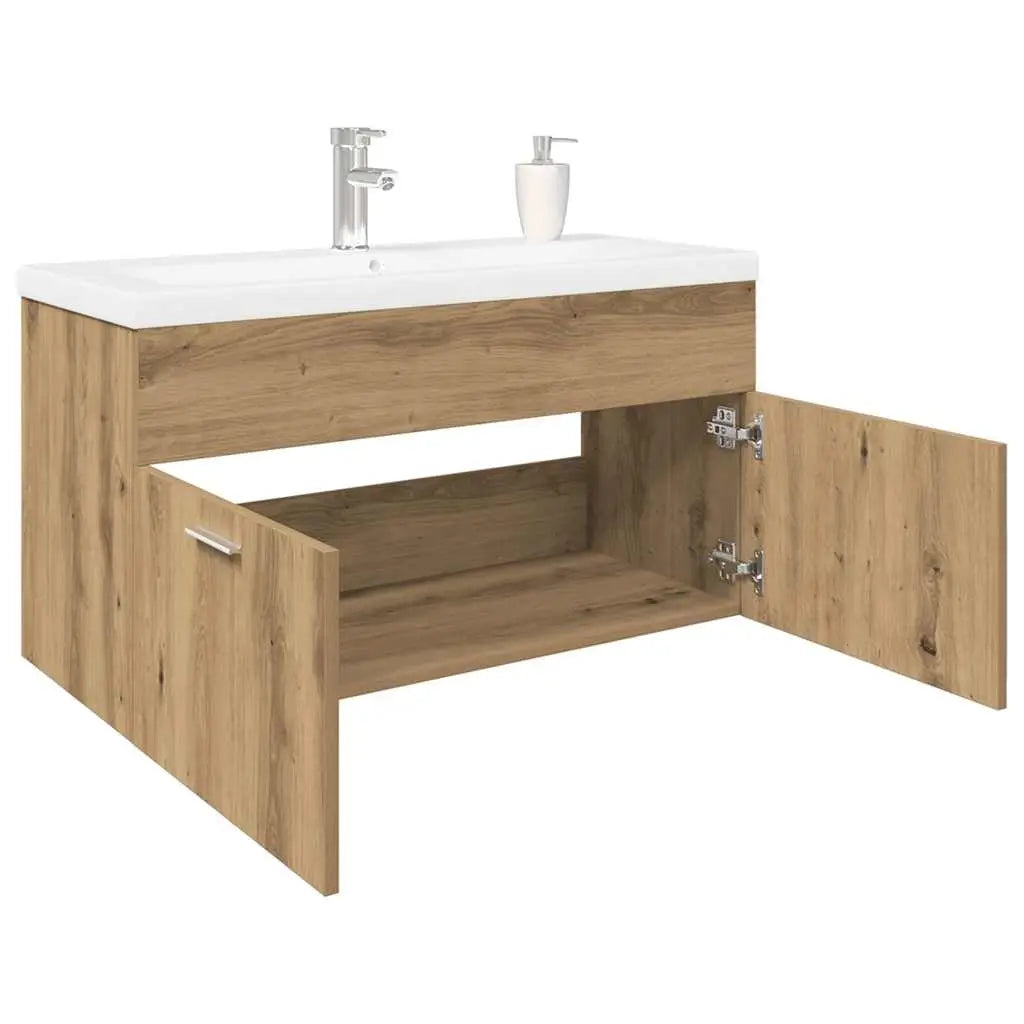 Meuble lavabo et bassin intégré chêne artisanal bois ingénierie - XIOS