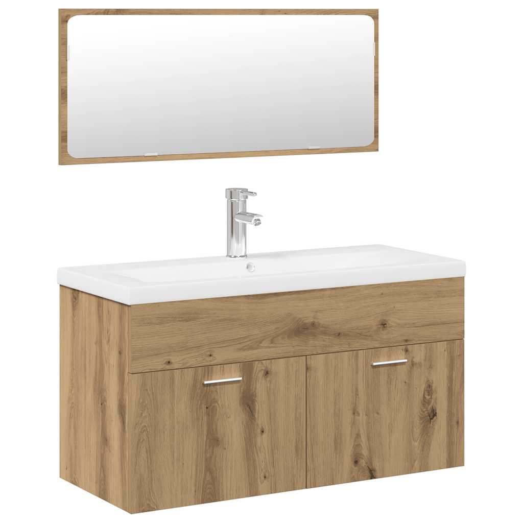 Ensemble de meubles salle de bain 3 pcs bois d'ingénierie