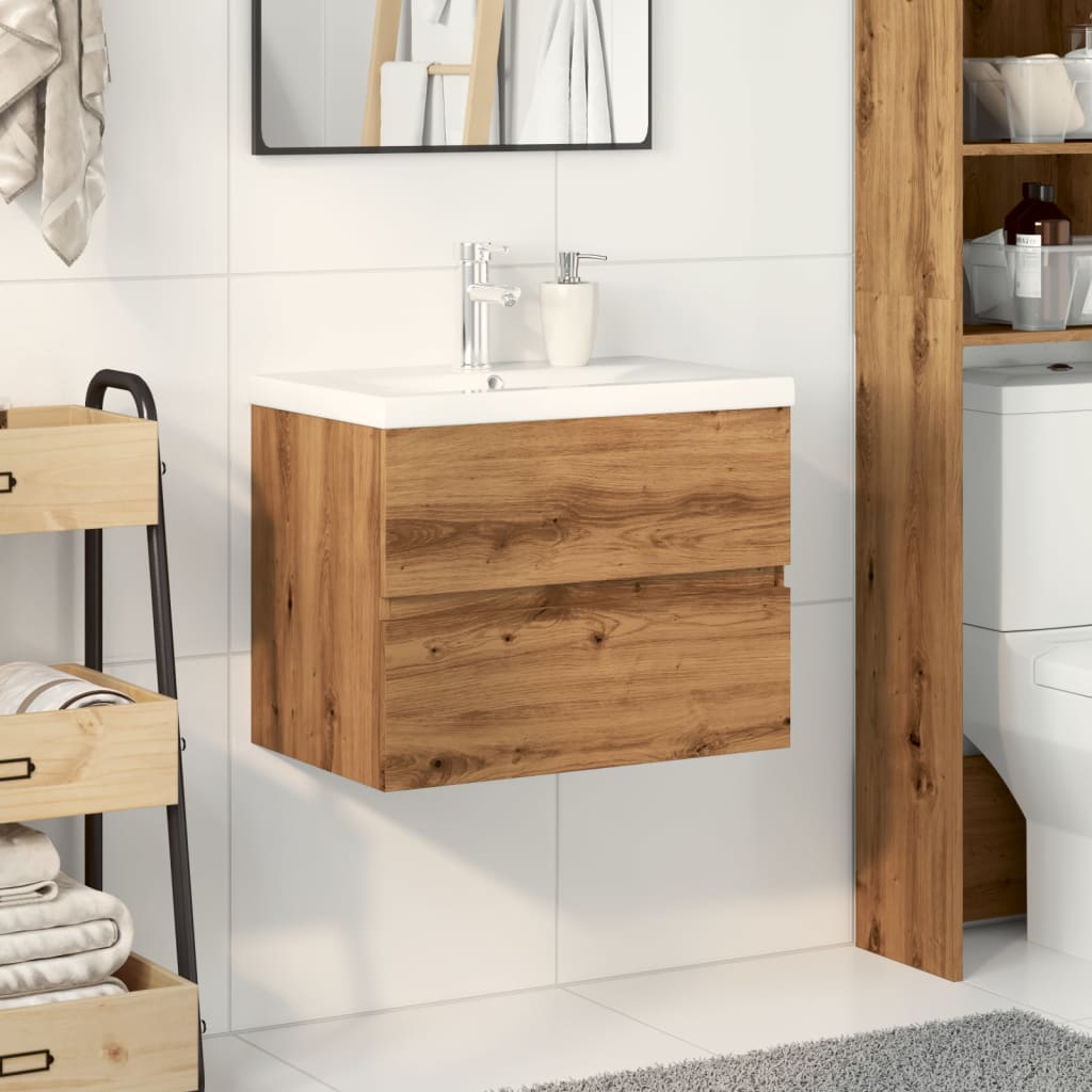 Armoire lavabo avec bassin intégré chêne artisanal - XIOS