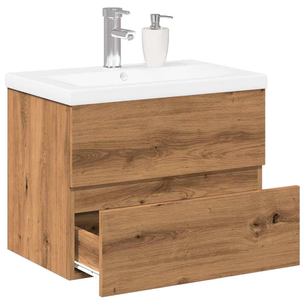 Armoire lavabo avec bassin intégré chêne artisanal - XIOS