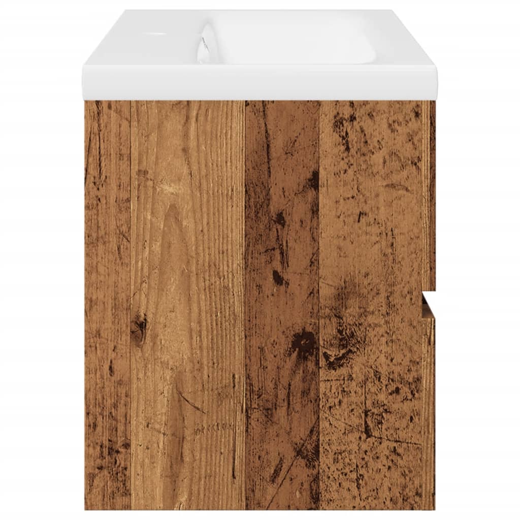 Armoire lavabo avec bassin intégré vieux bois - XIOS