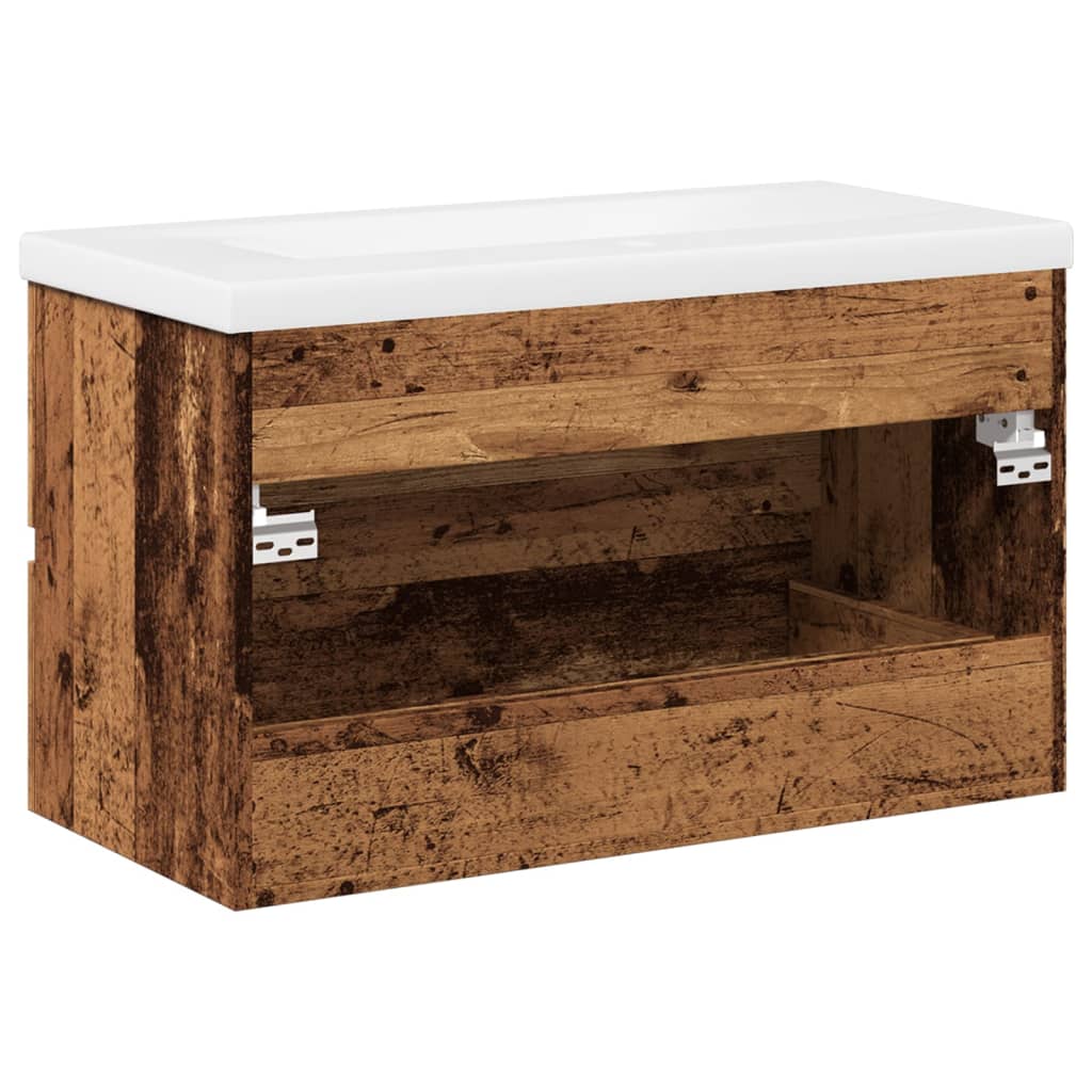 Armoire lavabo avec bassin intégré vieux bois - XIOS