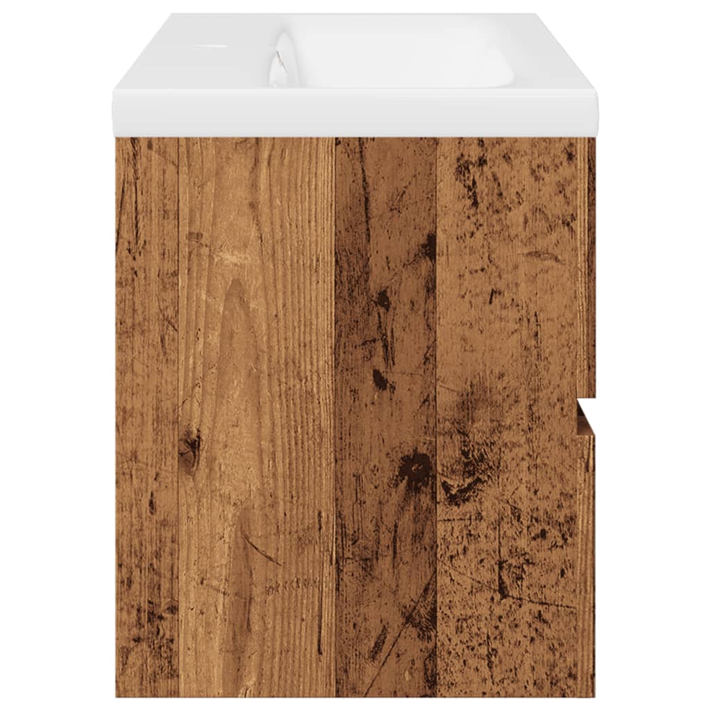 Armoire lavabo avec bassin intégré vieux bois