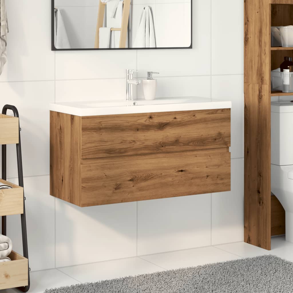 Armoire lavabo avec bassin intégré chêne artisanal - XIOS