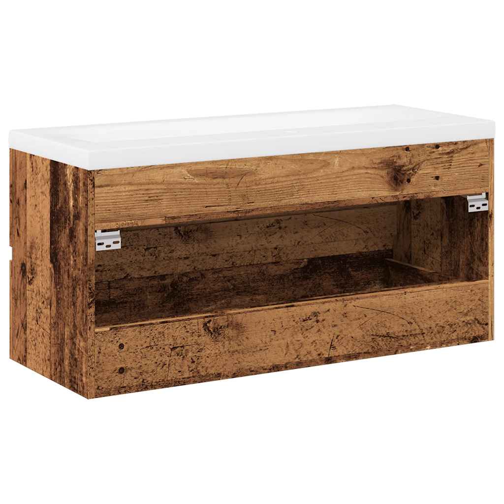Armoire lavabo avec bassin intégré vieux bois