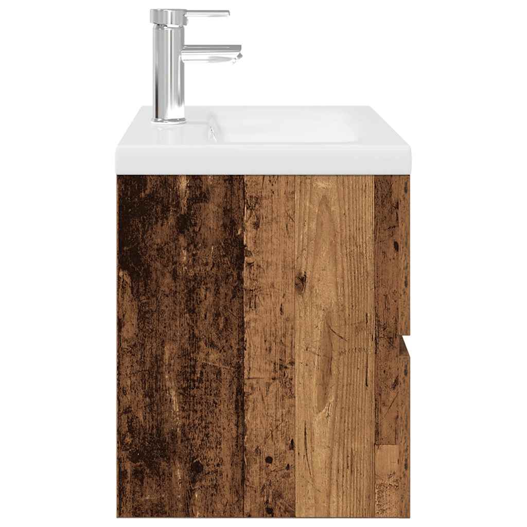Meuble lavabo avec bassin et robinet intégrés vieux bois - XIOS