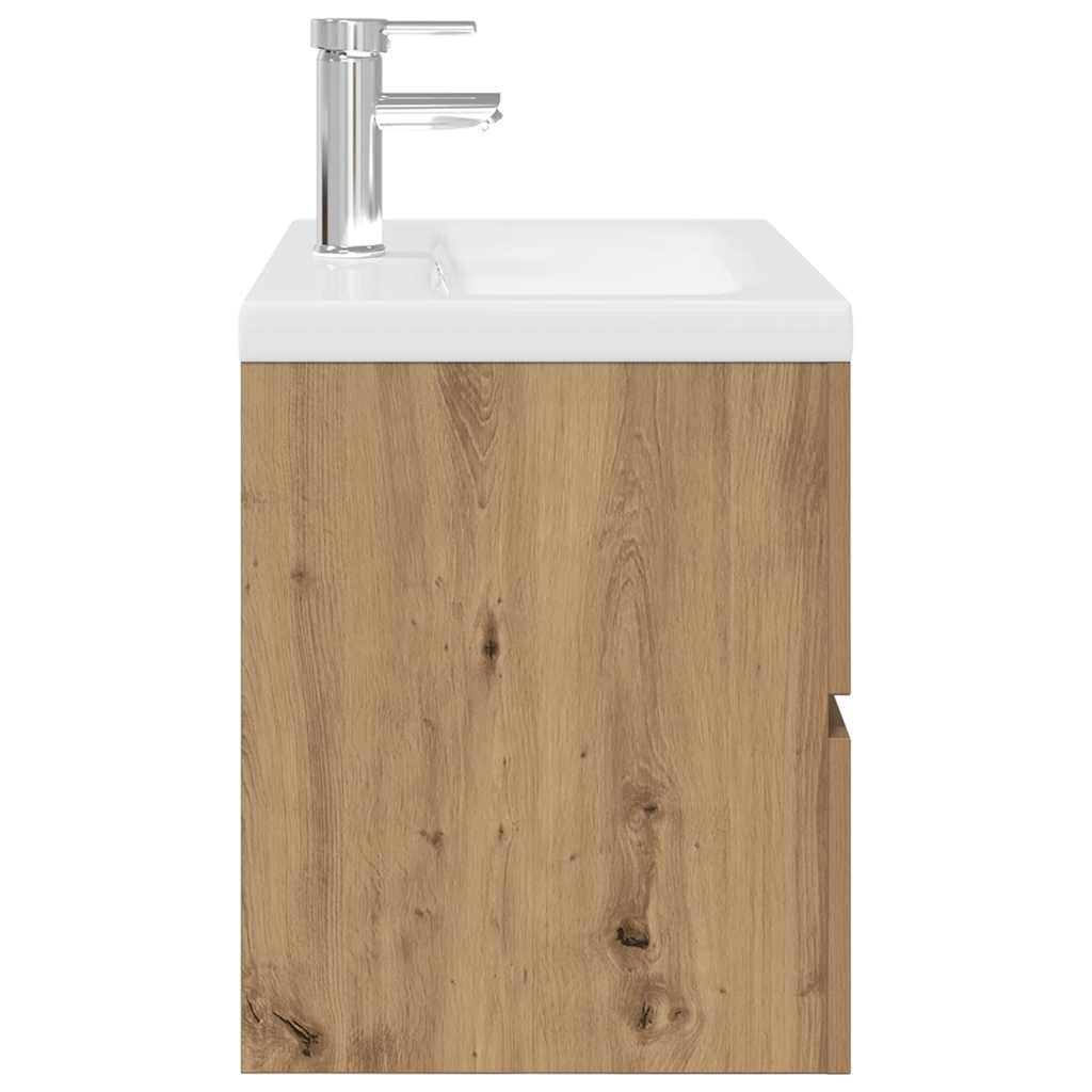 Meuble lavabo avec bassin et robinet intégrés chêne artisanal - XIOS
