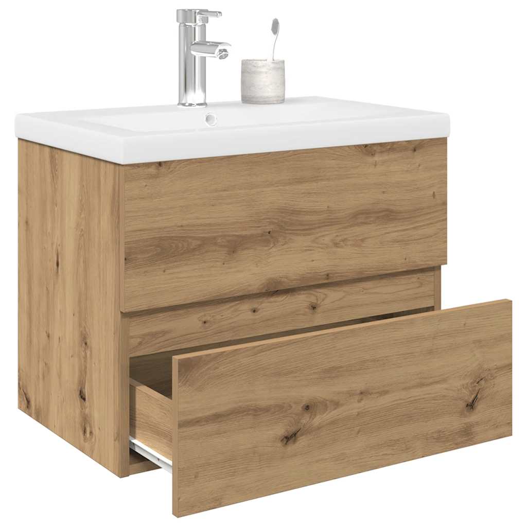 Meuble lavabo avec bassin et robinet intégrés chêne artisanal - XIOS