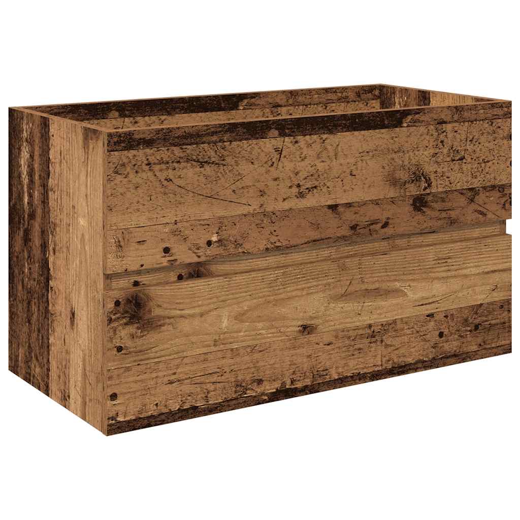 Meuble lavabo avec bassin et robinet intégrés vieux bois - XIOS
