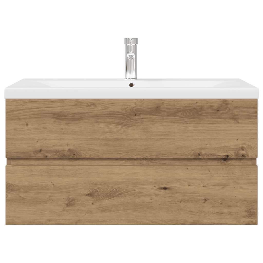 Meuble lavabo avec bassin et robinet intégrés chêne artisanal - XIOS