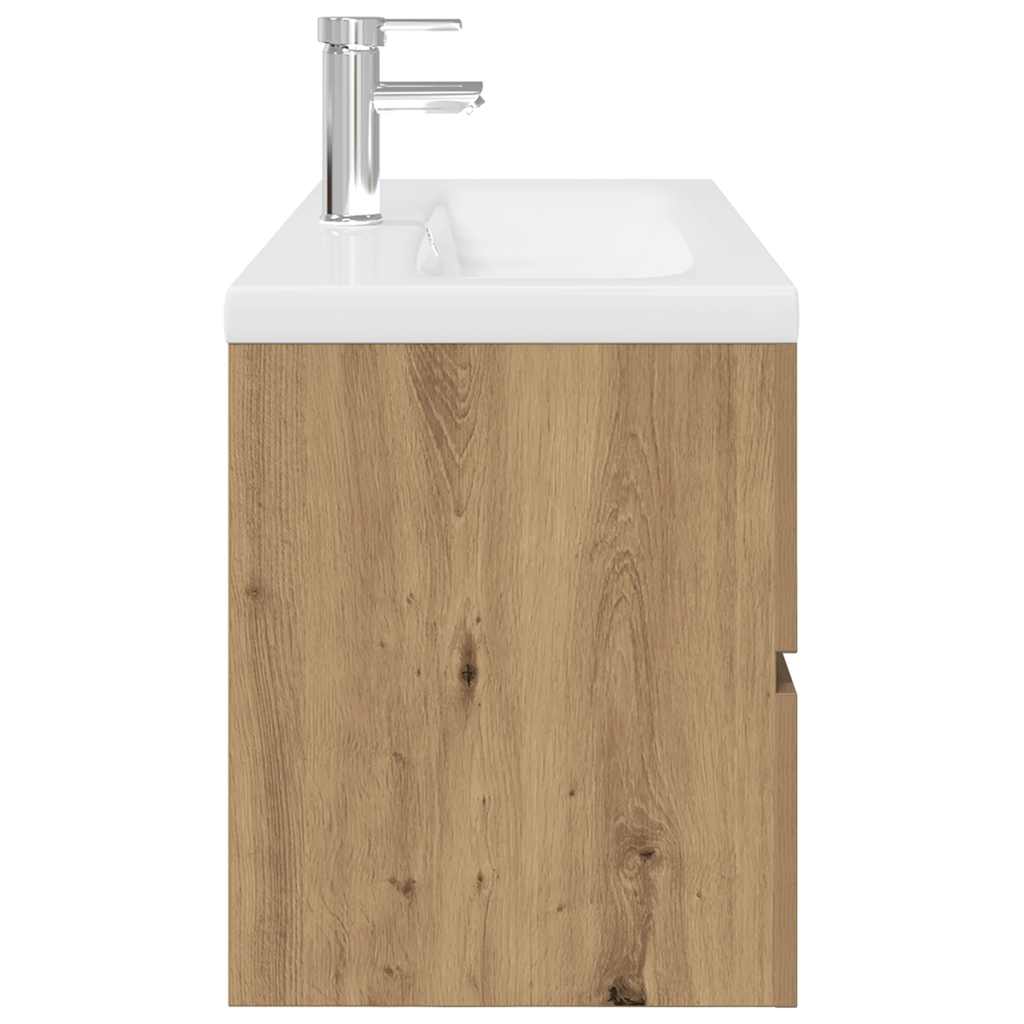 Meuble lavabo avec bassin et robinet intégrés chêne artisanal - XIOS