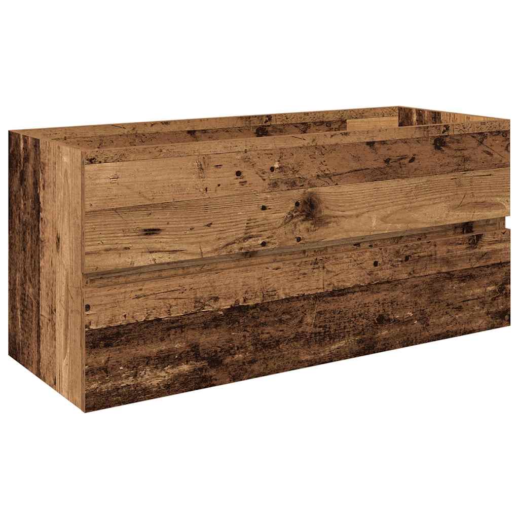 Meuble lavabo avec bassin et robinet intégrés vieux bois - XIOS