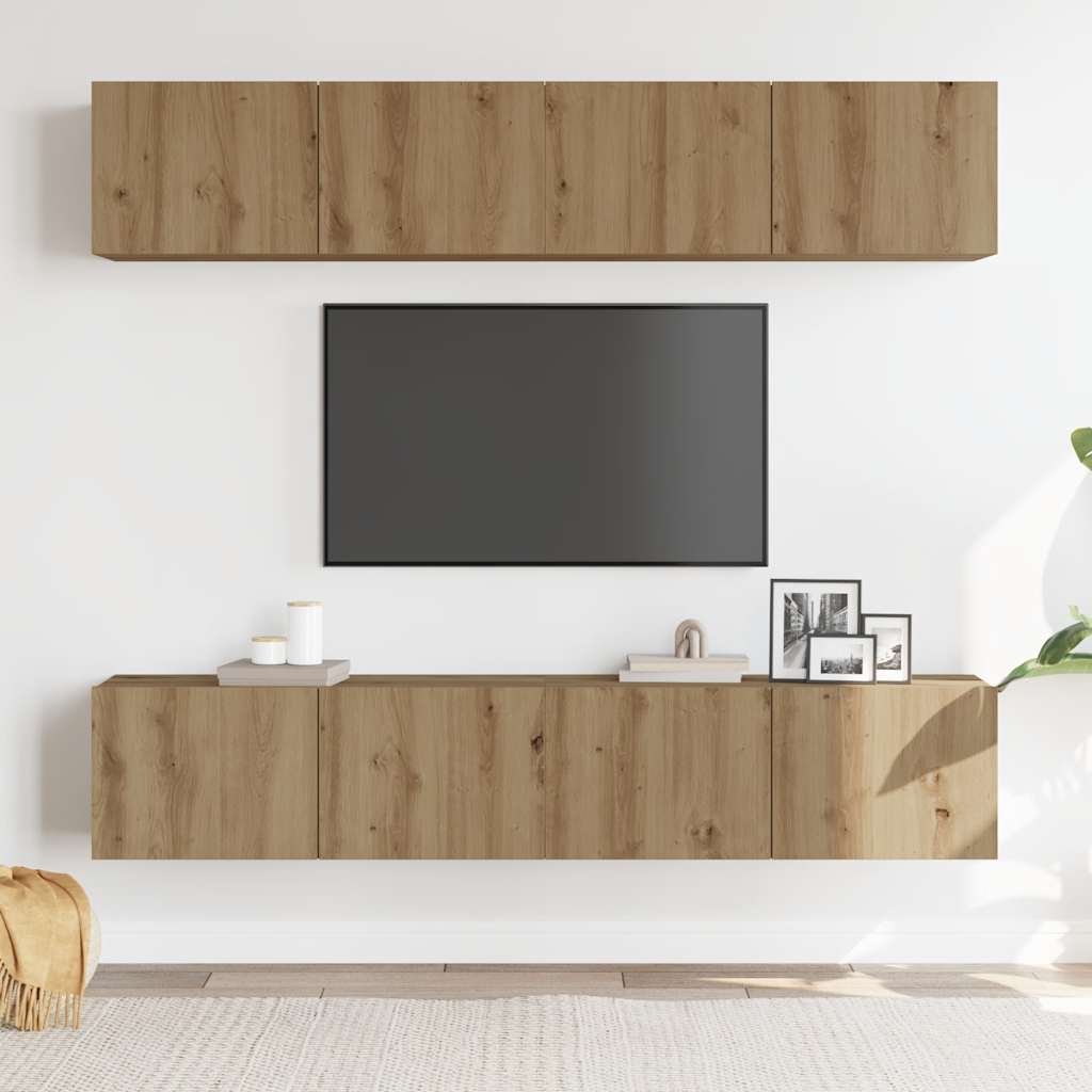 Meubles TV muraux 4 pcs chêne artisanal bois d'ingénierie - XIOS