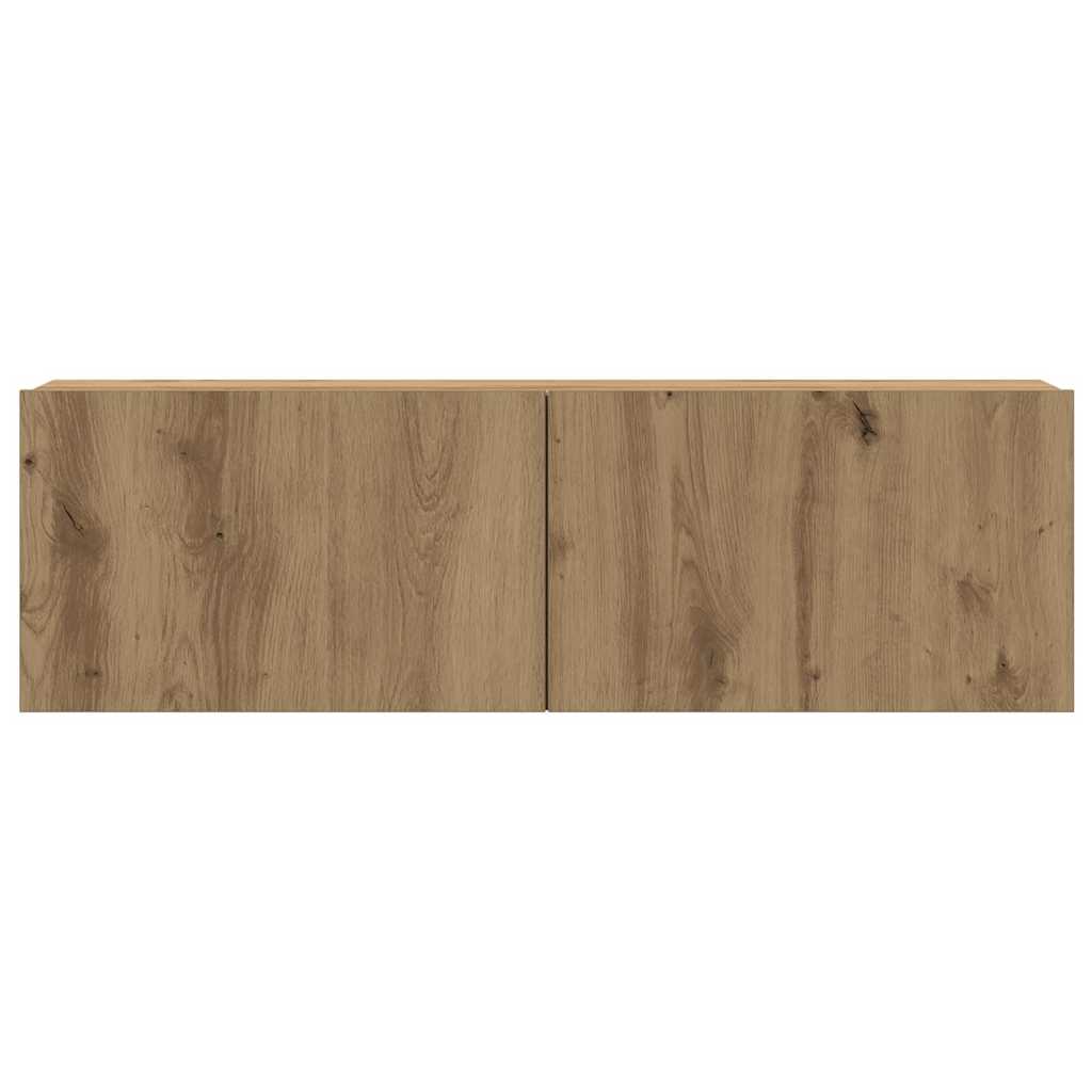 Ensemble de 4 meubles TV muraux en chêne massif finition artisanale 100 x 30 x 30 cm - XIOS