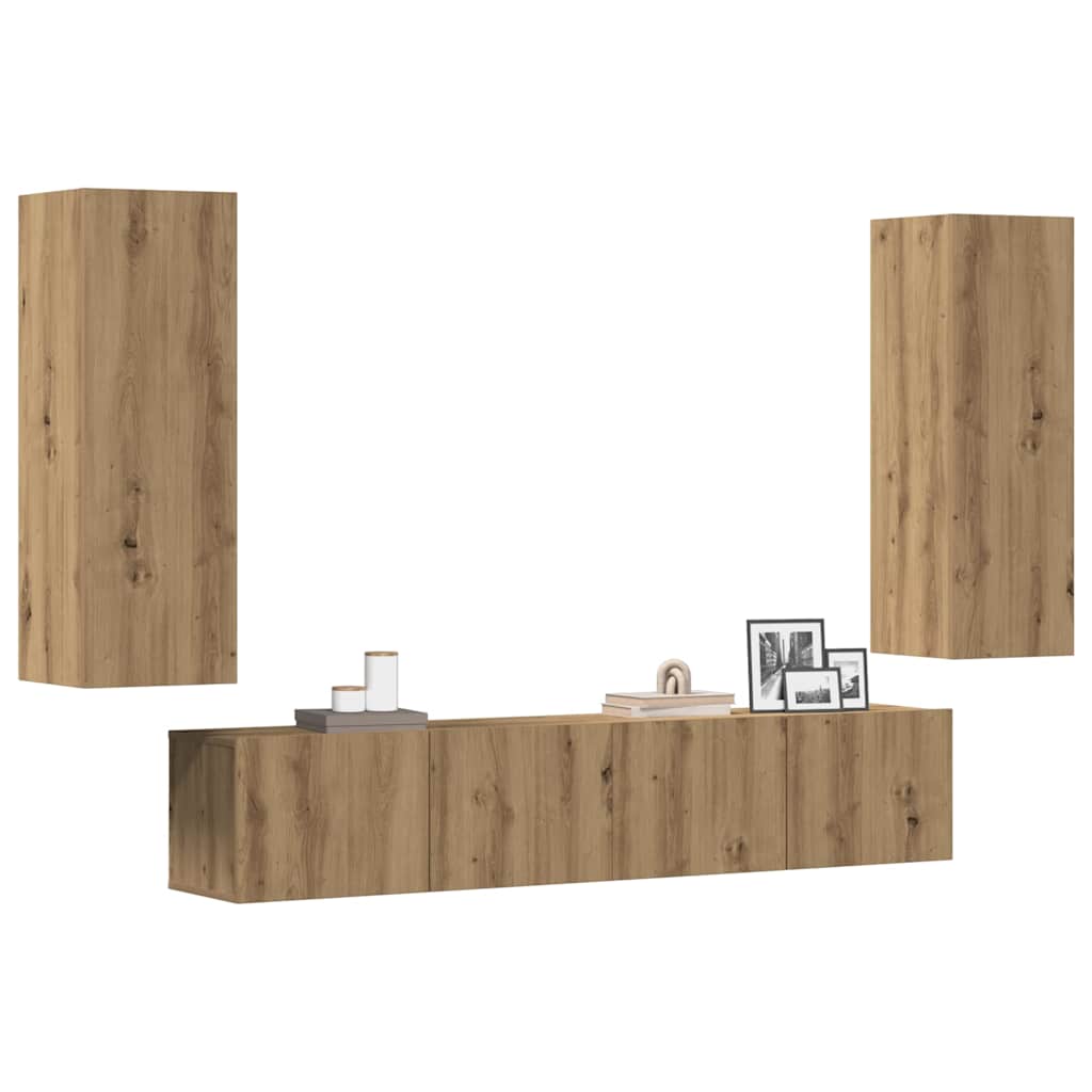 Meubles TV muraux 4 pcs chêne artisanal bois d'ingénierie - XIOS