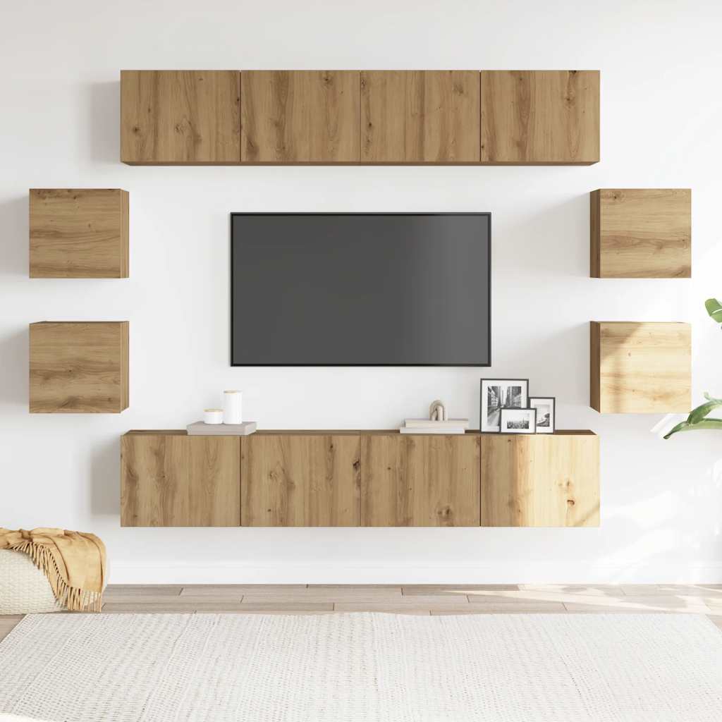 Ensemble de meuble TV mural 8 pcs chêne artisanal - XIOS
