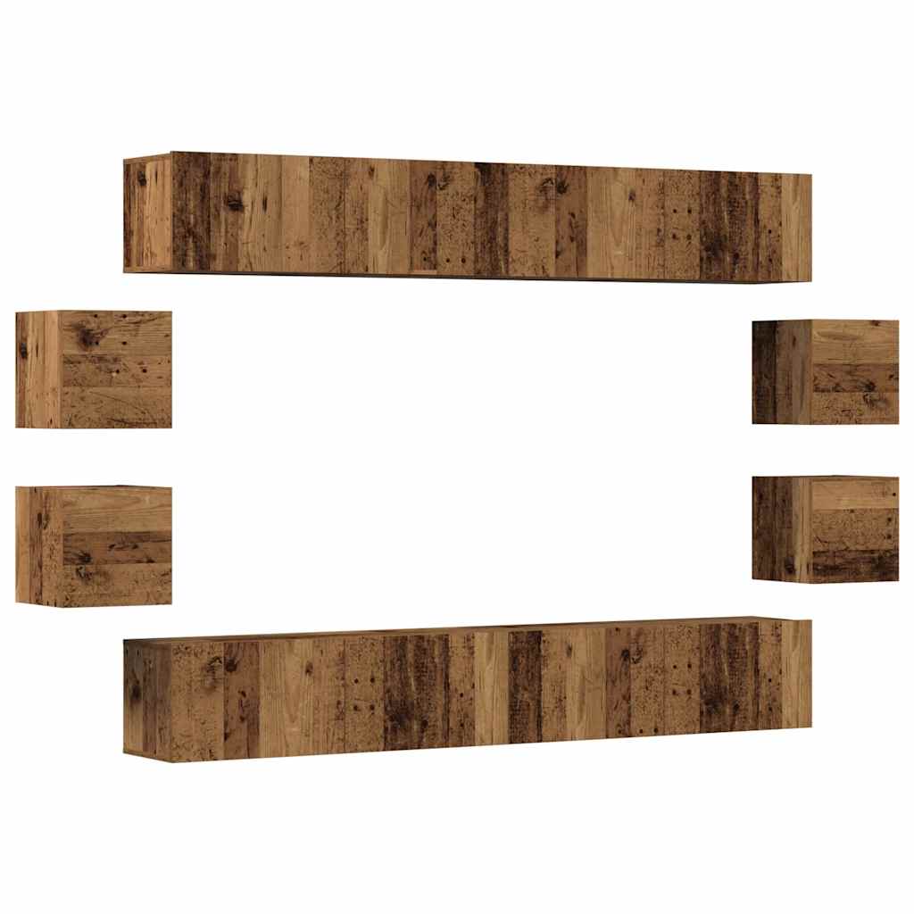 Meubles TV muraux 8 pcs vieux bois bois d'ingénierie Meubles TV vidaXL