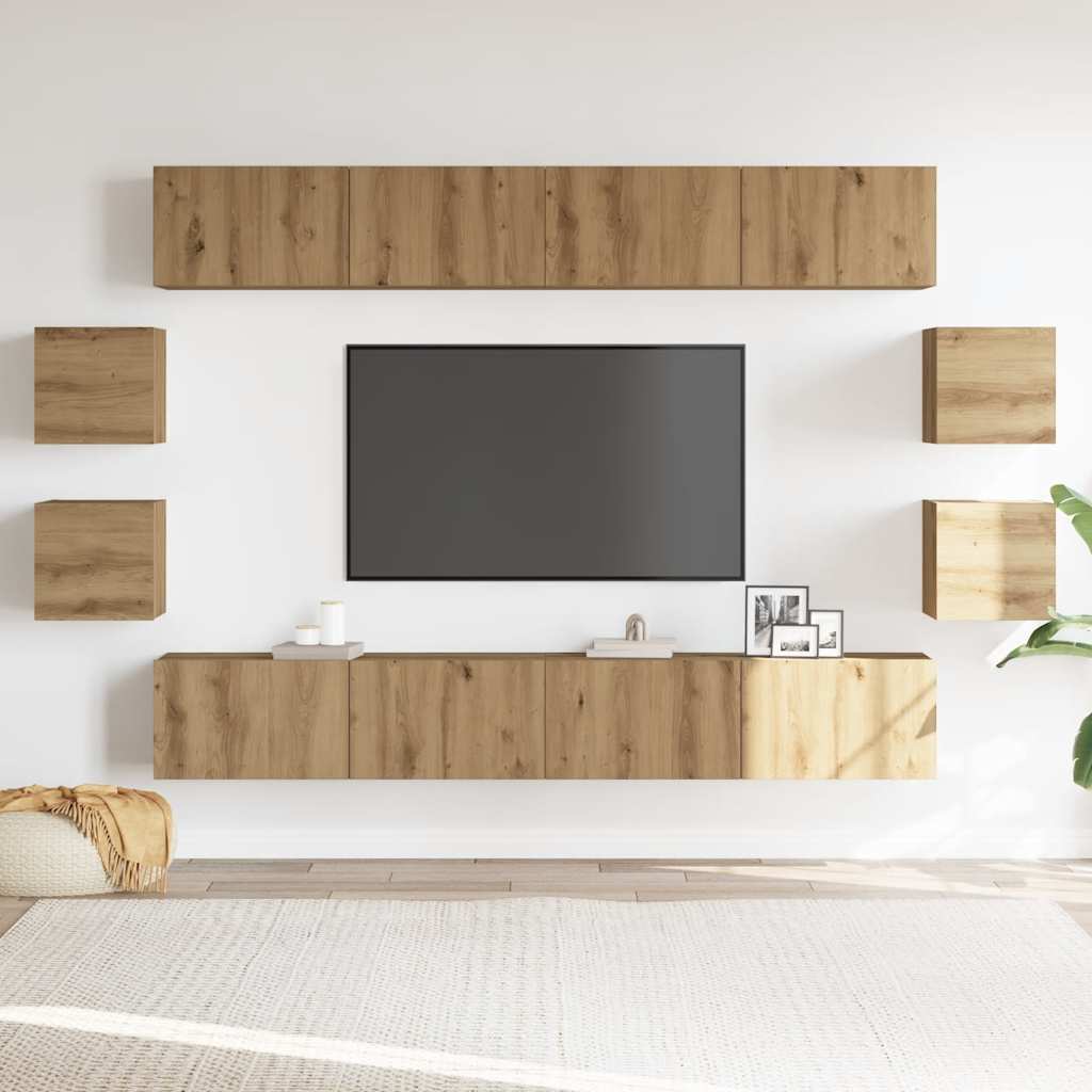 Ensemble de meuble TV mural 8 pcs chêne artisanal - XIOS