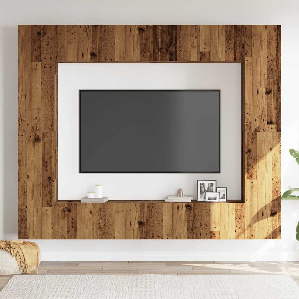 Ensemble de meuble TV mural 8 pcs vieux bois bois d'ingénierie - XIOS