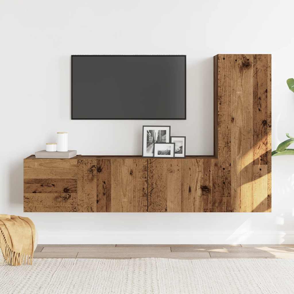 Meubles TV muraux 3 pcs vieux bois bois d'ingénierie - XIOS