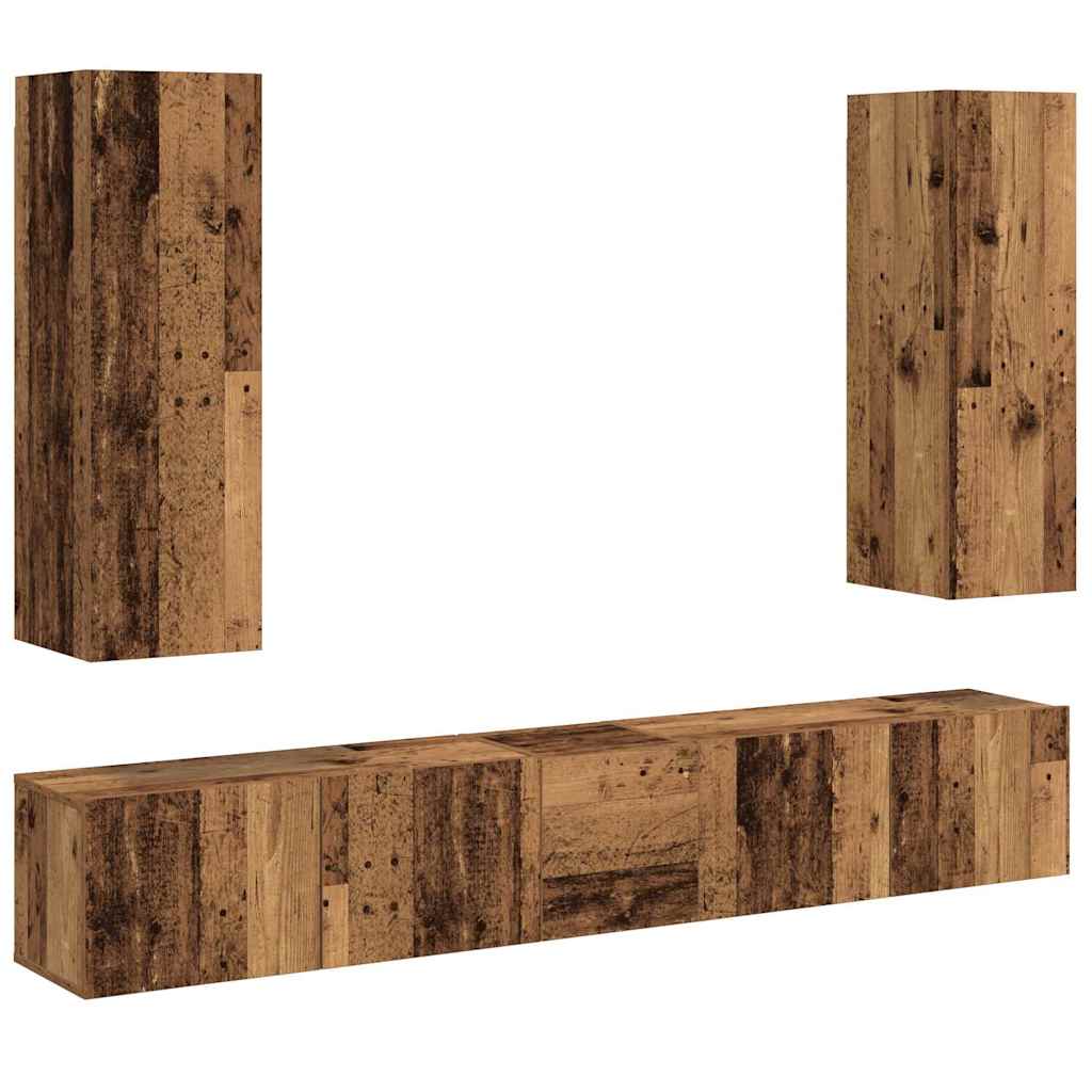 Meubles TV muraux 5 pcs vieux bois bois d'ingénierie - XIOS