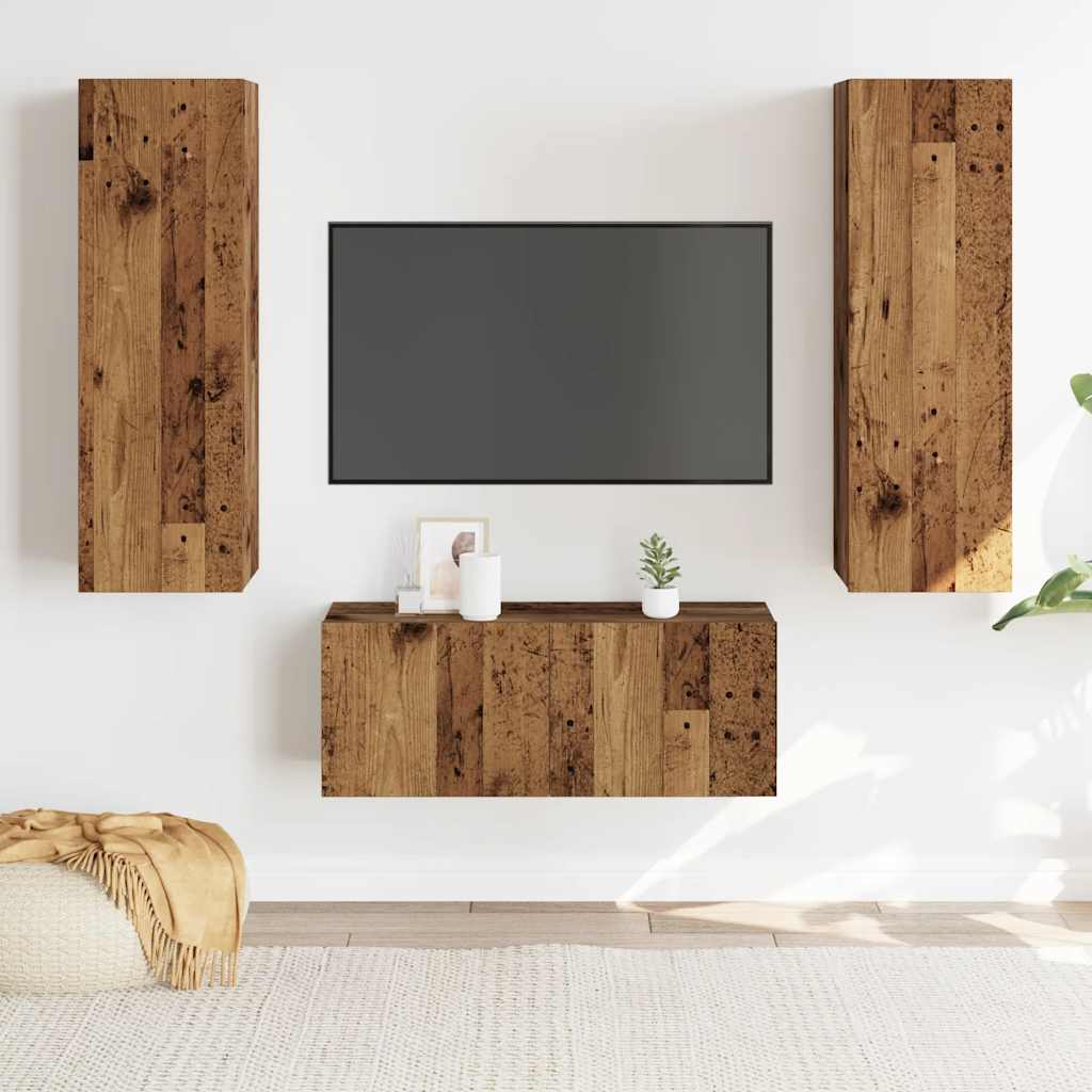 Meubles TV muraux 3 pcs vieux bois bois d'ingénierie Meubles TV vidaXL