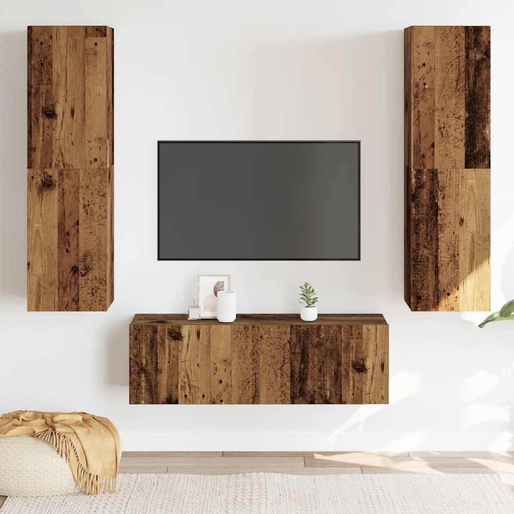 Meubles TV muraux 3 pcs vieux bois bois d'ingénierie - XIOS