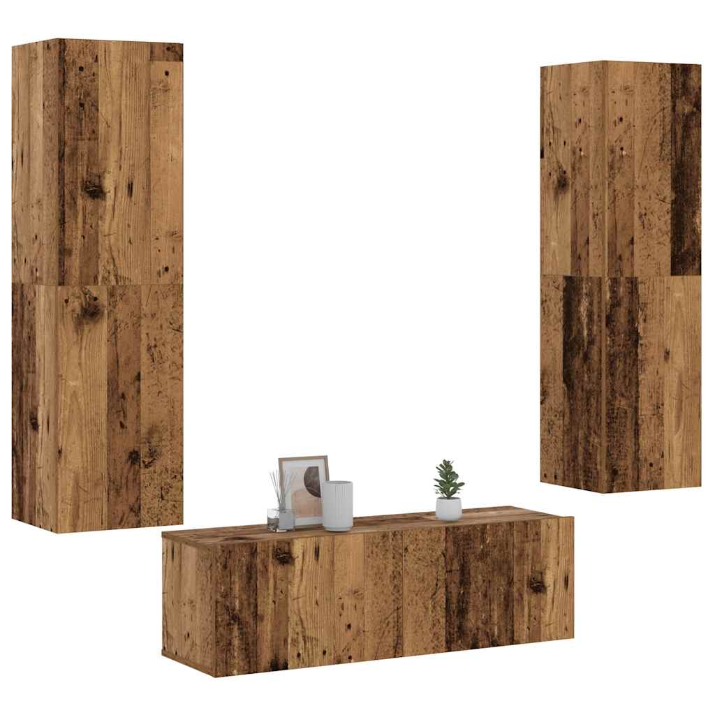 Meubles TV muraux 3 pcs vieux bois bois d'ingénierie - XIOS
