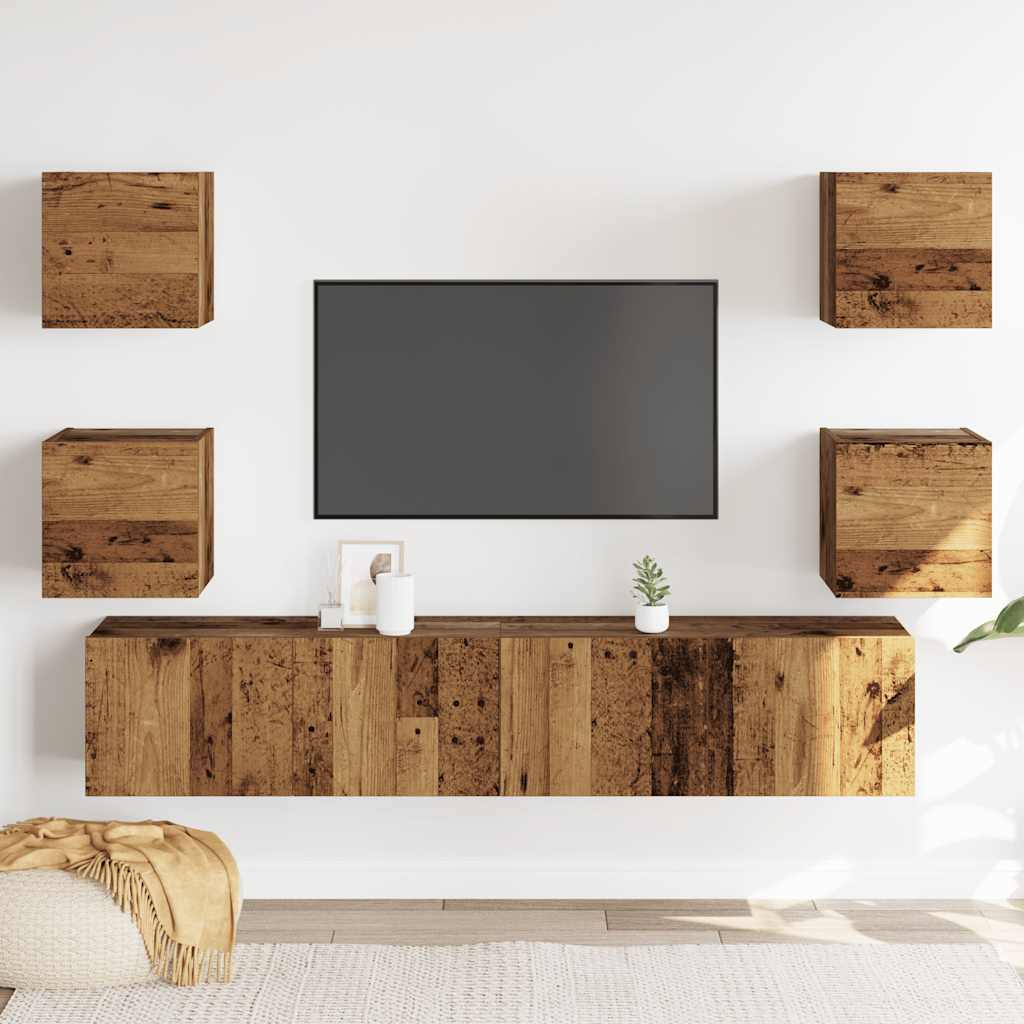 Meubles TV muraux 6 pcs vieux bois bois d'ingénierie - XIOS