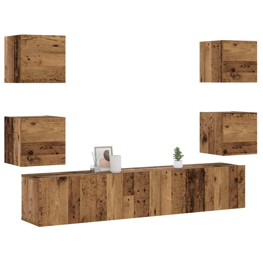 Meubles TV muraux 6 pcs vieux bois bois d'ingénierie - XIOS