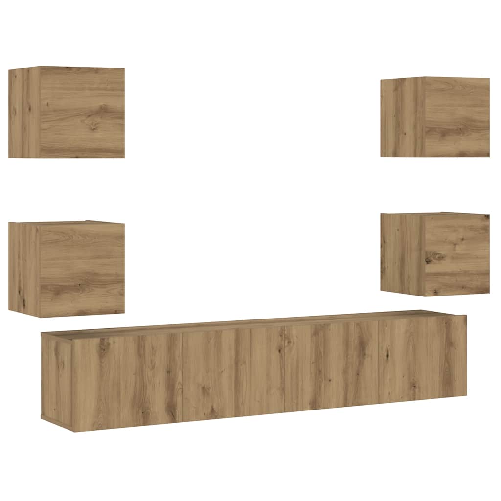Meubles TV muraux 6 pcs chêne artisanal bois d'ingénierie - XIOS