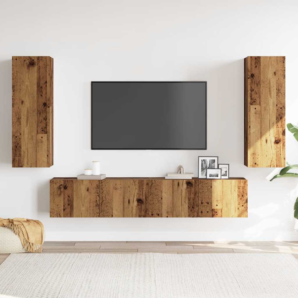 Meubles TV muraux 4 pcs vieux bois bois d'ingénierie - XIOS