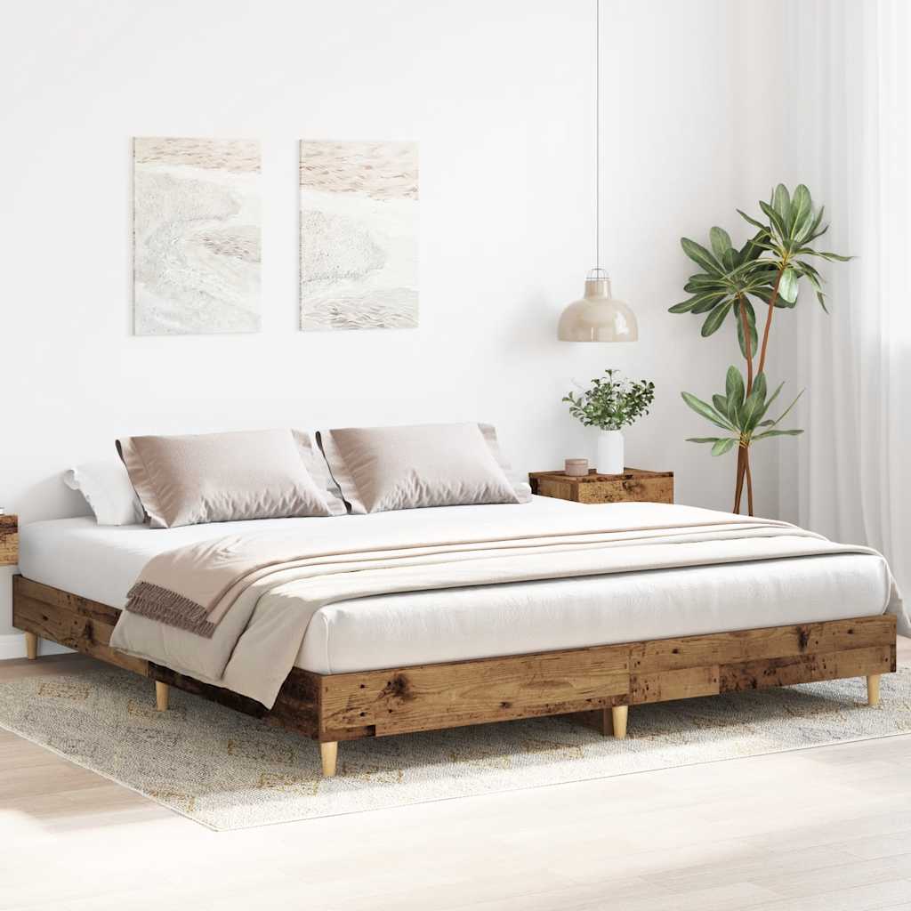 Cadre de lit sans matelas vieux bois 180x200 cm bois ingénierie - XIOS