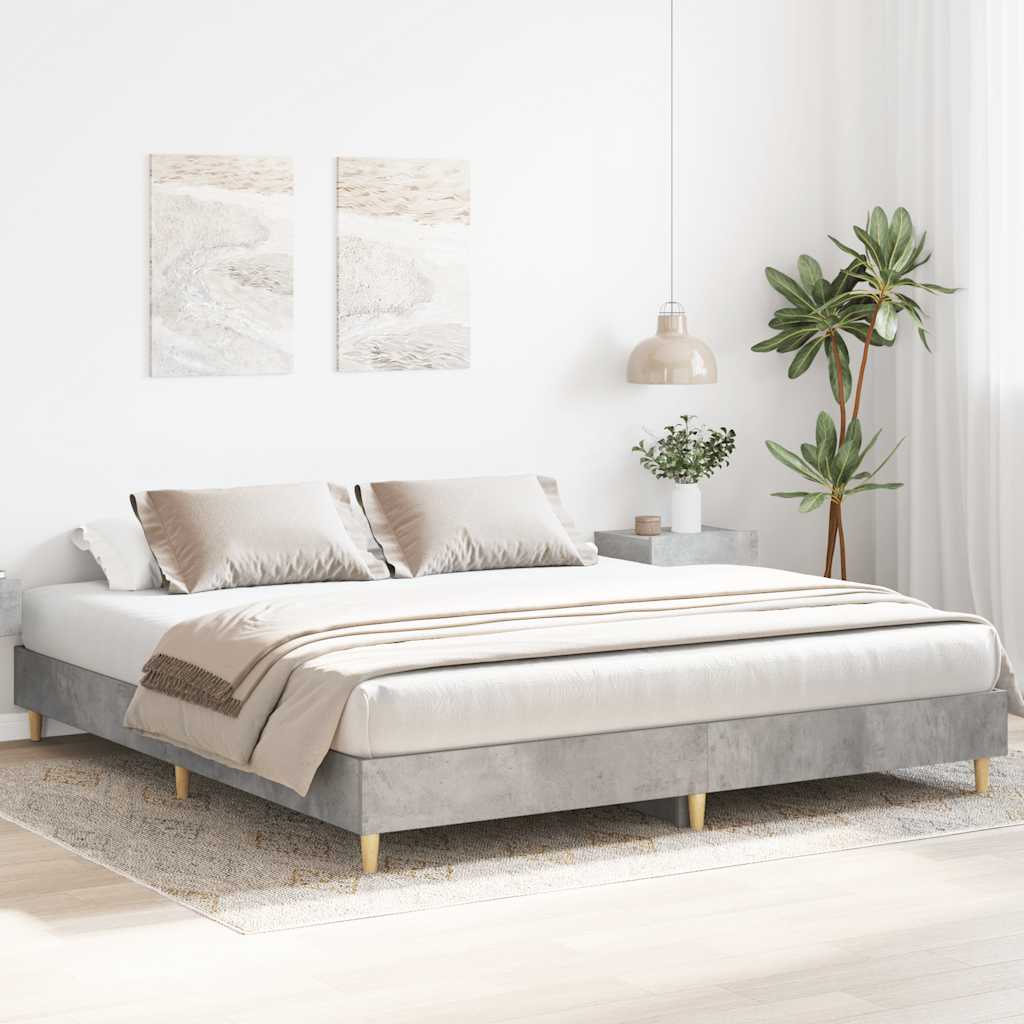 Cadre de lit sans matelas gris béton 160x200 cm bois ingénierie - XIOS