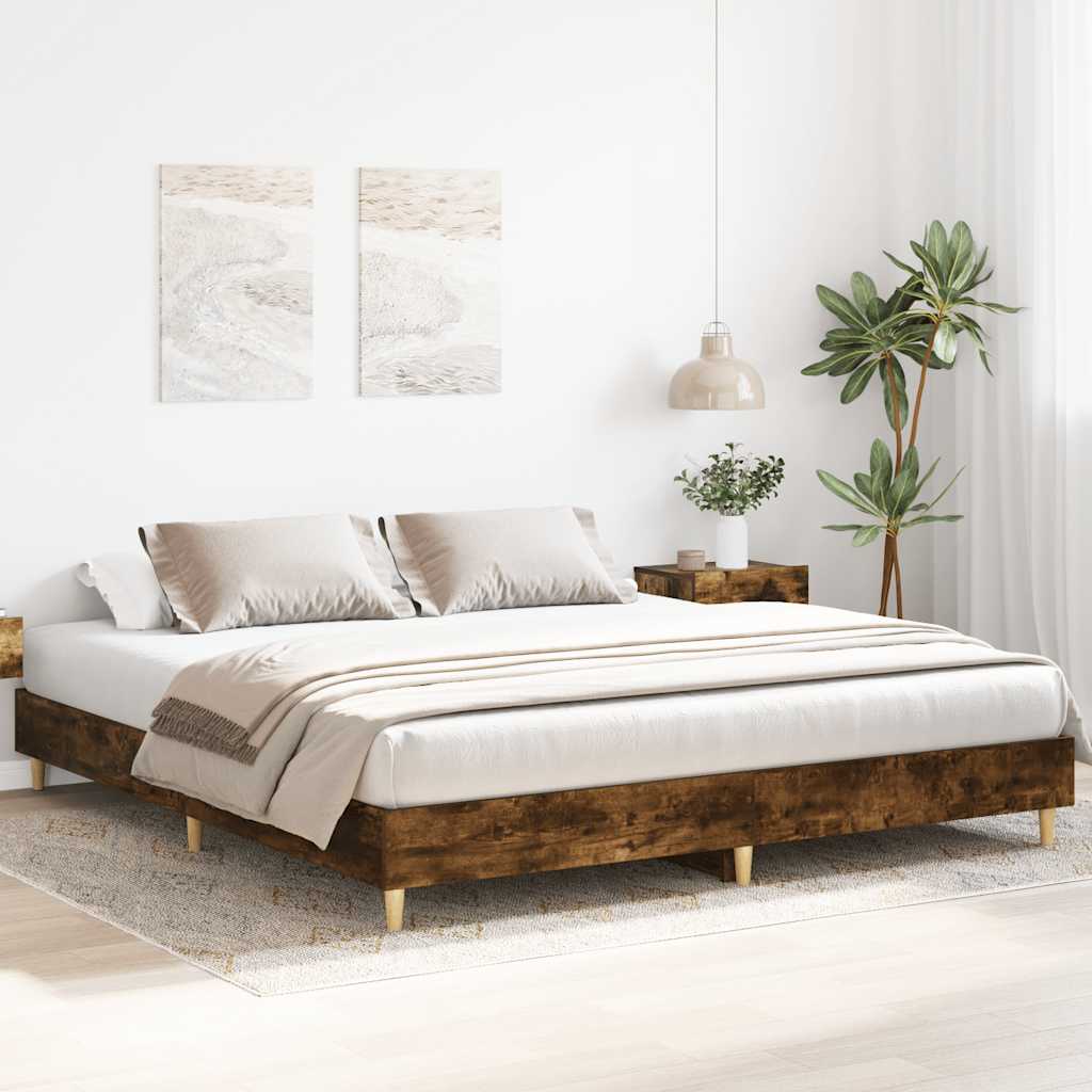 Cadre de lit sans matelas chêne fumé 160x200 cm bois ingénierie - XIOS